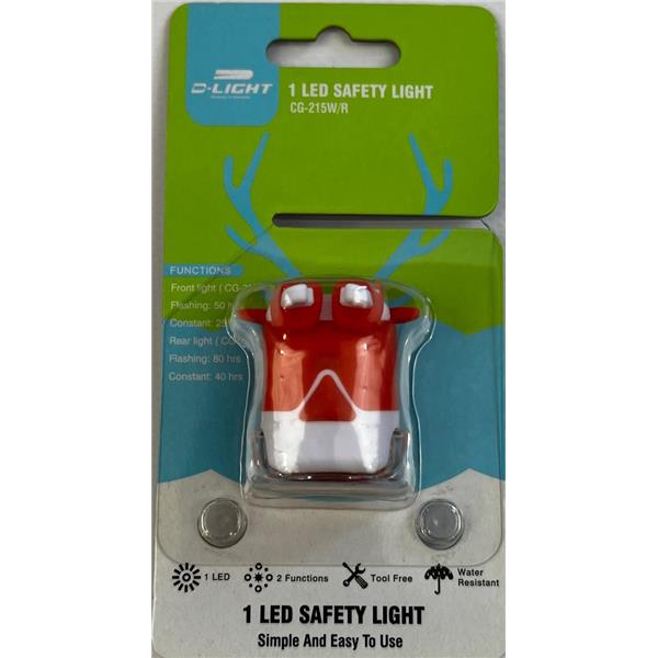 SVETILKA D-LIGHT SPREDNJA LED RDEČA Z BATERIJO